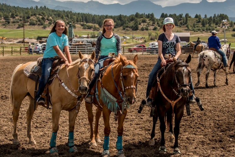 3 girls on horses